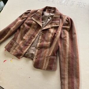 Vintage Unbranded Striped Wool Blend Blazer Jacket